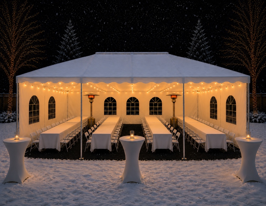 20 x 30 heated tent for rent